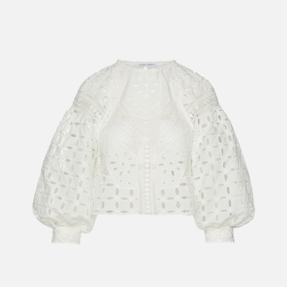 alberta ferretti sangallo crewneck blouse